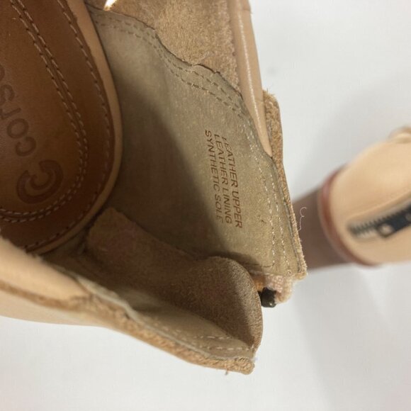 Womens Corso Como Salem Beige Leather Peep Toe Woven Heeled Bootie Shoe 8 - Picture 6 of 10